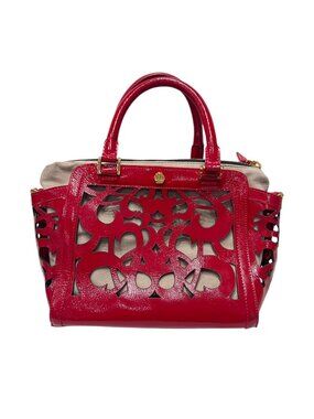 $1875 Alvin Valley Red Cage Patent Leather Handbag